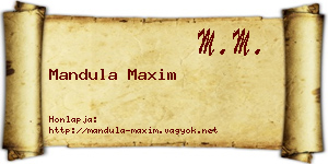 Mandula Maxim névjegykártya